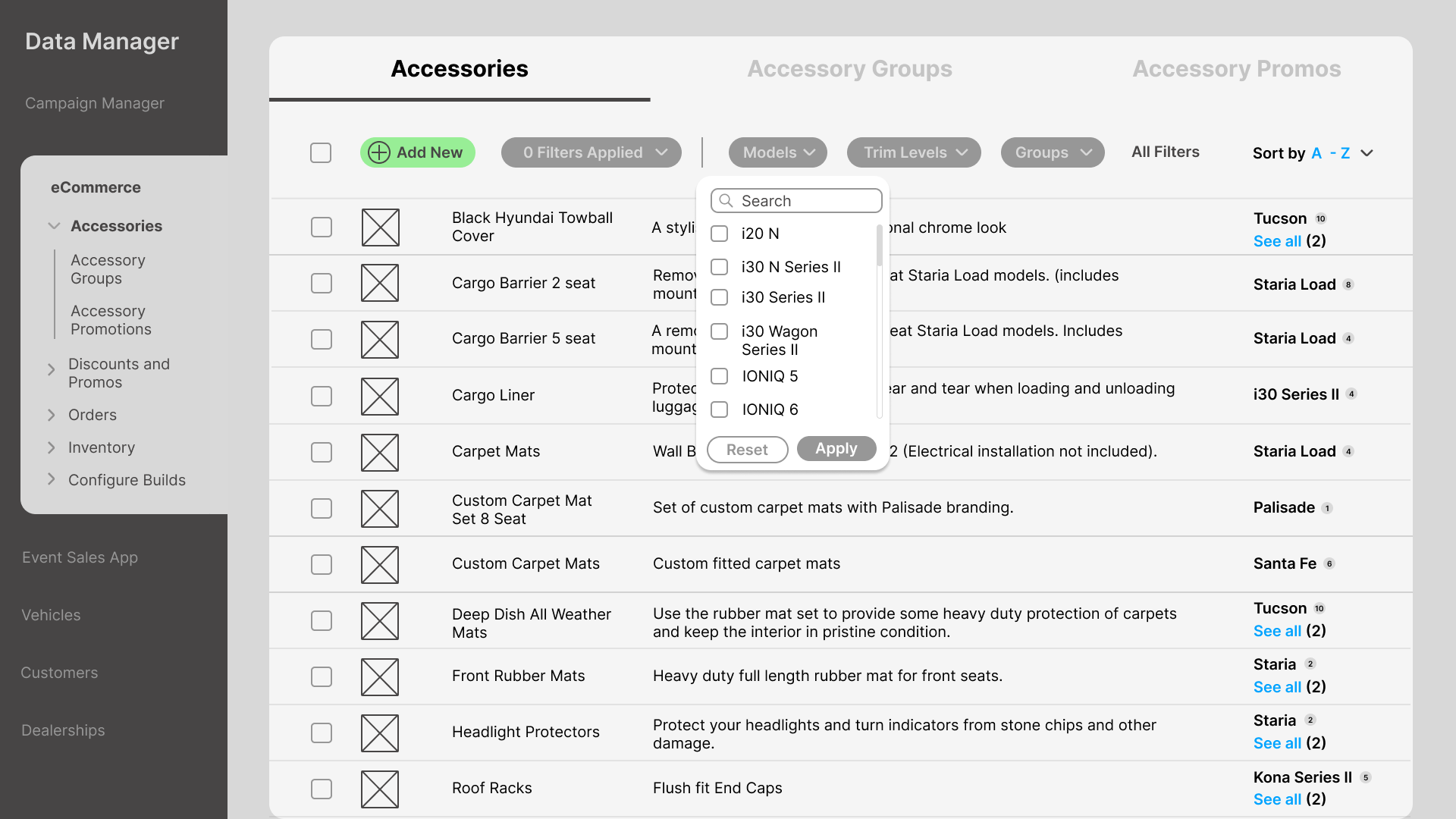 Filter panel active state